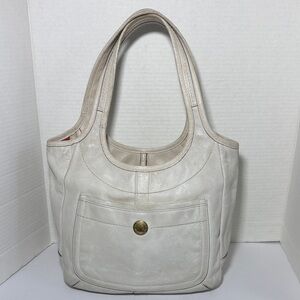 COACH Vintage Legacy Ergo  Tote Bag Purse Handbag Very HTF In White 10743